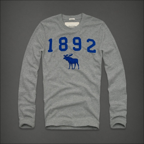 Abercrombie Fitch Hombres De Cuello Redondo Largo Remera AF5825